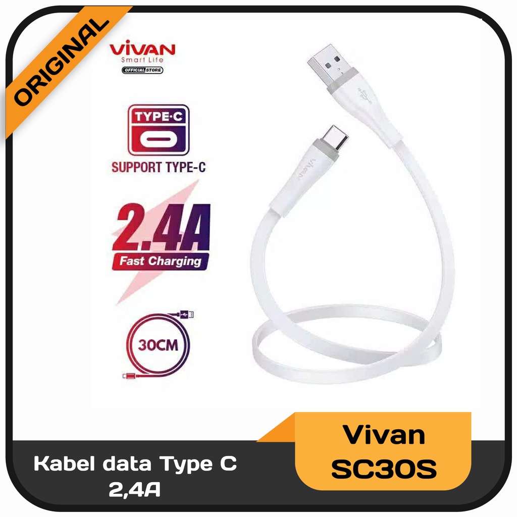 Kabel Data Powerbank 30 cm Vivan Fast Charging 2A - 2,4A