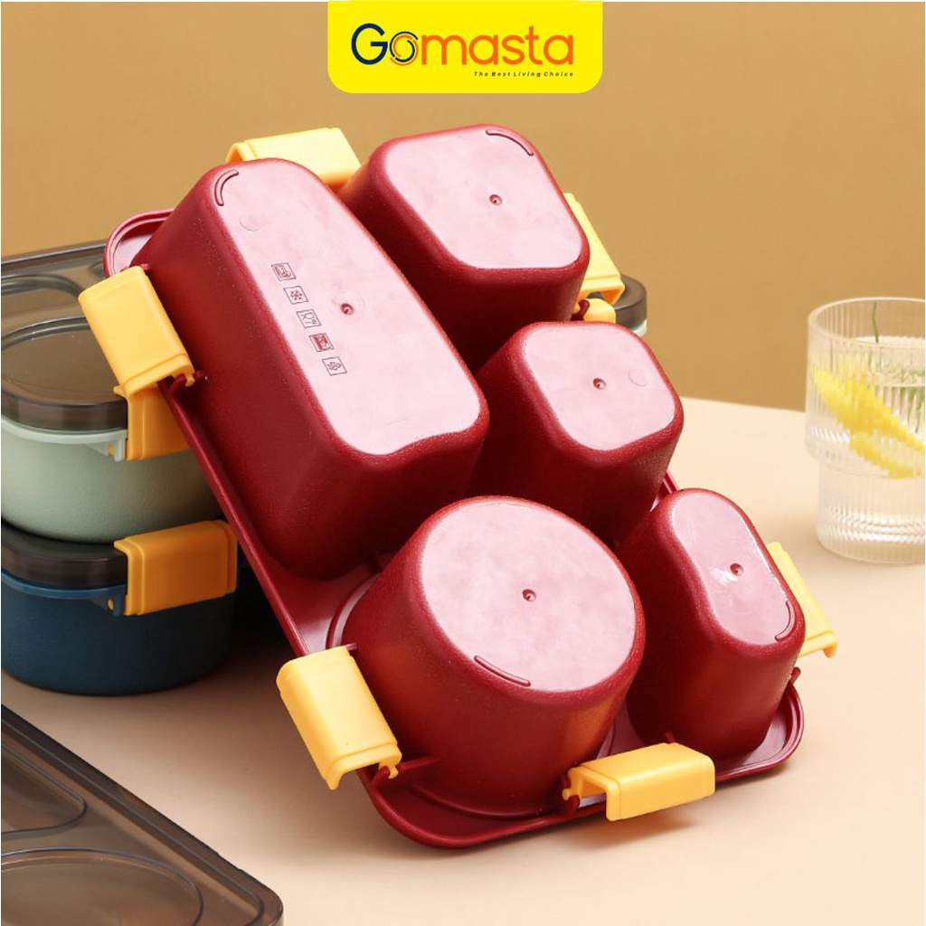 Murah Lebay GO-TB02-5 Lunch Box 5 Grid II Kotak Makan 5 Sekat Microwave Safe Anti Tumpah Anti Bocor