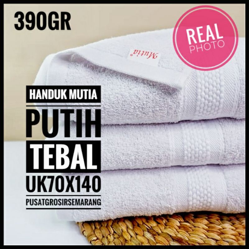Handuk Hotel PUTIH MUTIA Jumbo besar Uk 70x140 cm Handuk Mandi Dewasa Handuk Souvenir PUTIH