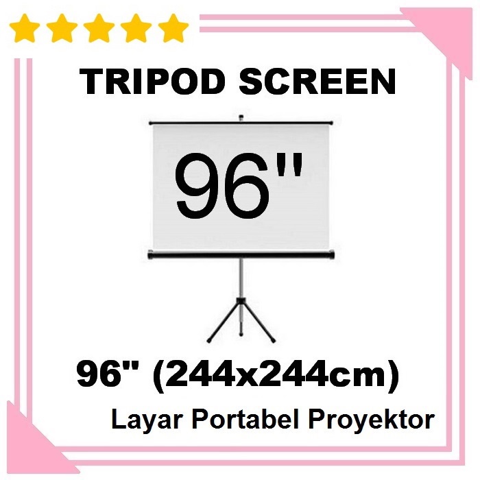 Layar Proyektor Tripod 96 Inch Layar Proyektor Portabel Portable Projector Screen