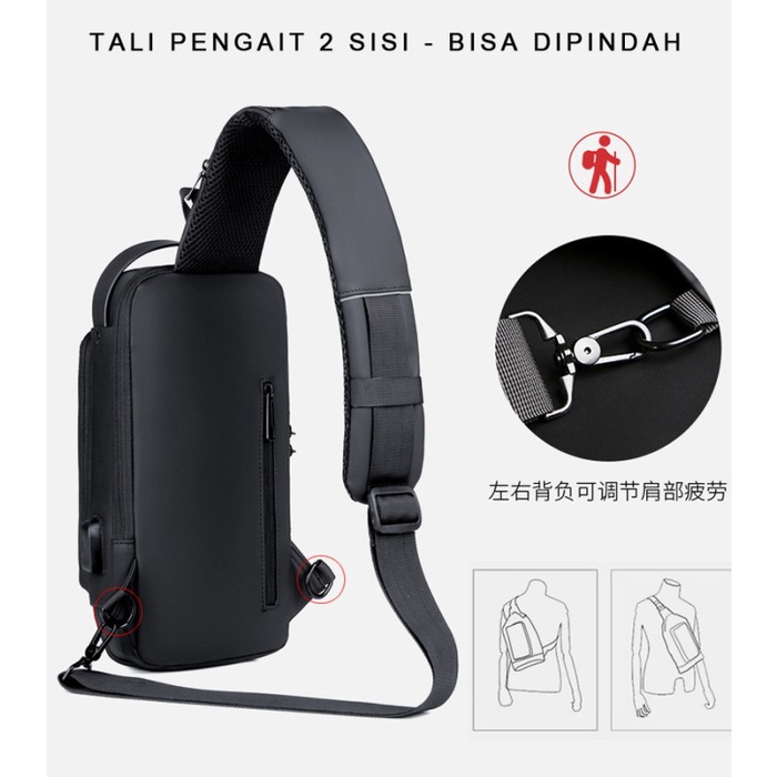 TAS SELEMPANG PRIA SLING BAG WANITA WAIST BAG BIKERS WATERPROOF IMPOR