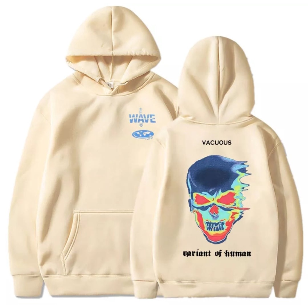 VACUOUS| Hoodie Pria Distro Hitam Premium Logo WAFE | Hodie Pria Hodie Distro Premium Tengkorak Api Logo wafe Bandung Unisex