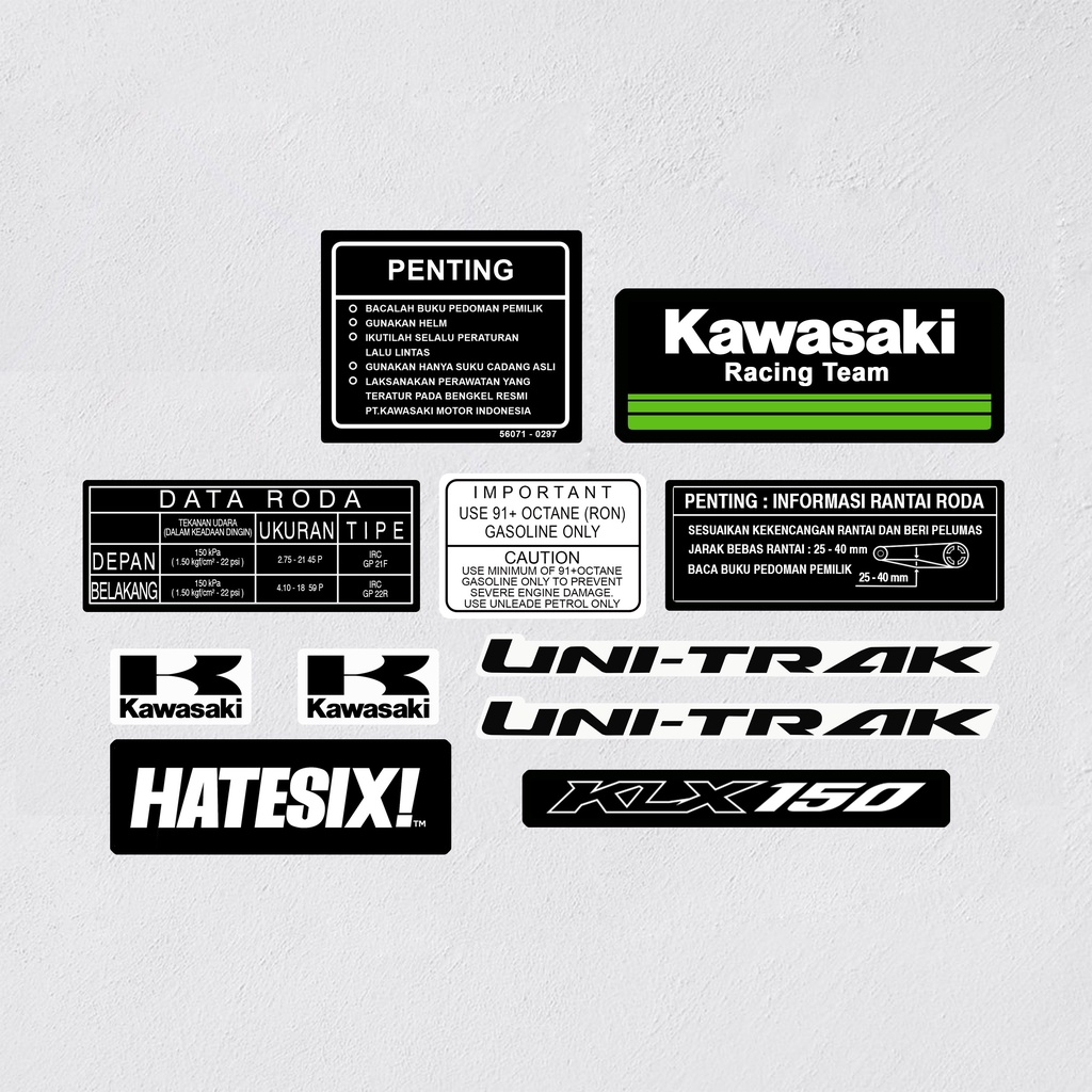 Stiker Decal Details Kawasaki KLX Hatesix