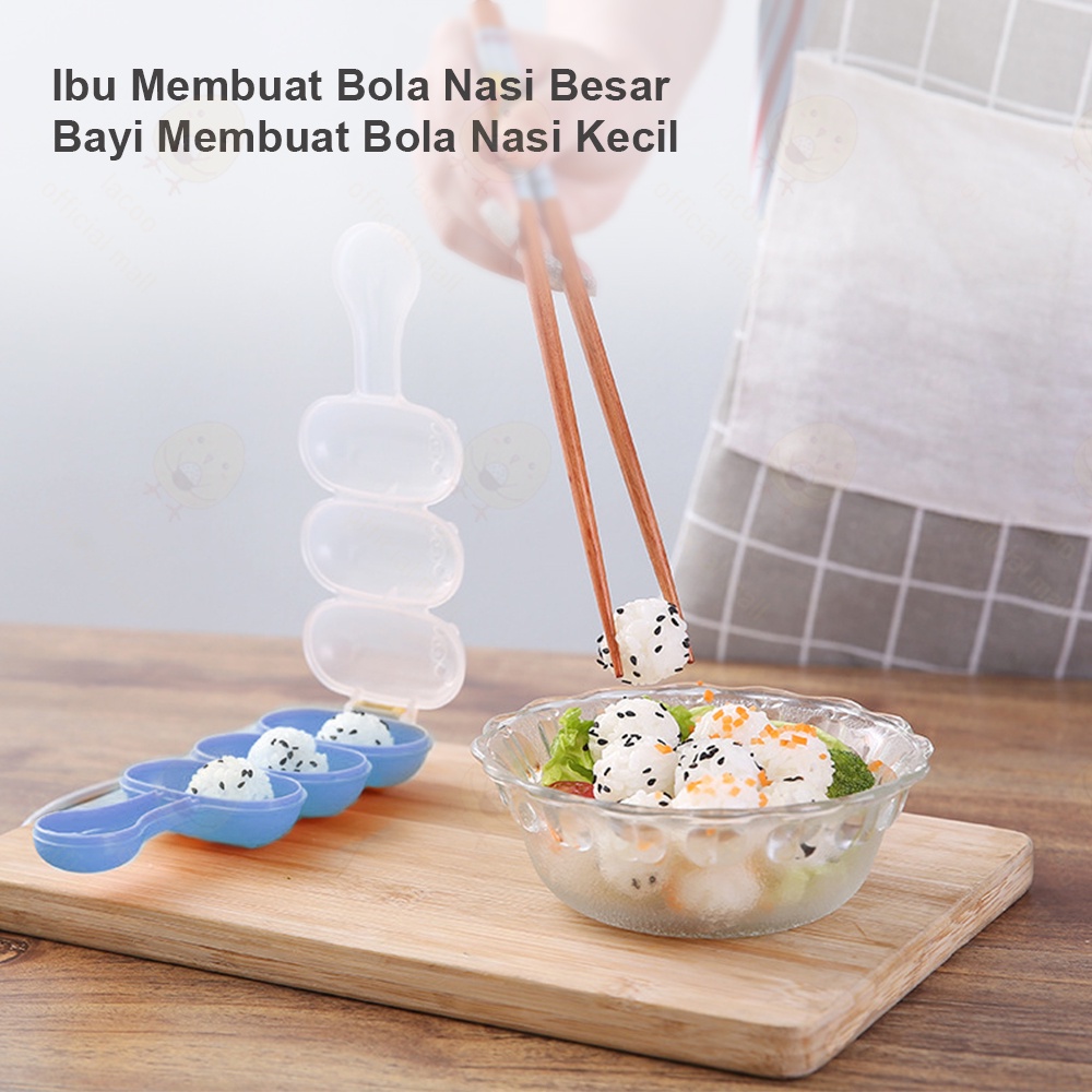 Lacoo Cetakan nasi bento bola 2in1 Cetakan bola nasi lucu Rice ball shaker Alat pembuat bola nasi