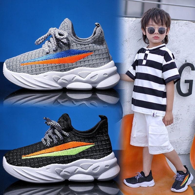 GROSIRTAS LV0196 Sepatu Sneakers Anak Anak Garis 2 Warna Import/Sepatu Olahraga Tali Anak