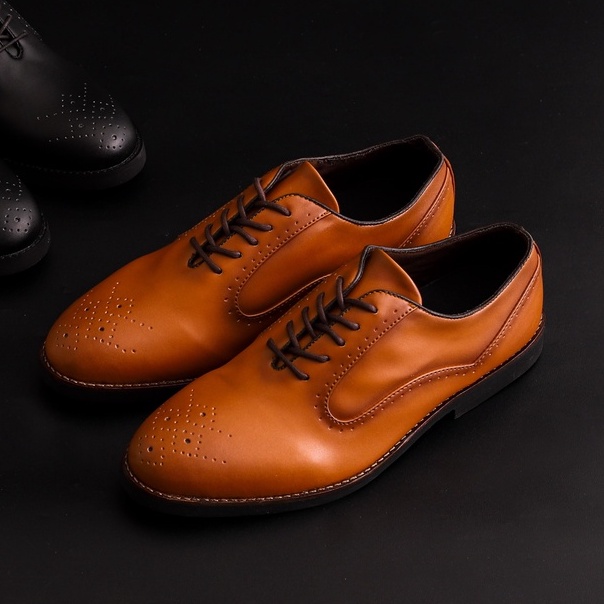 CERBERUS BROWN - Sepatu Pantofel Pria Formal Oxford Kulit Casual Sepatu Kerja Kantor Pria Cowok Original