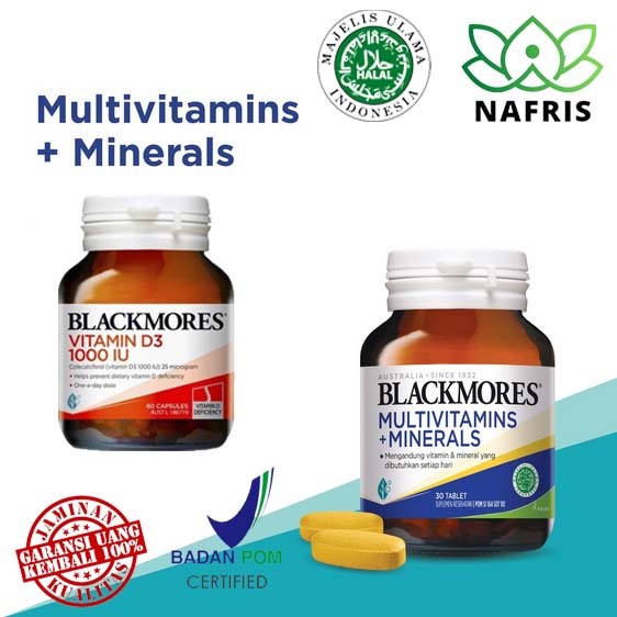 ♥️Nafris♥️Blackmores Multivitamins + Minerals 1 Tablet Sehari Isi 30 Tablet|Blackmores Vitamins 1000 IU|60 Kapsul| (Membantu Memelihara Kesehatan) BPOM Halal