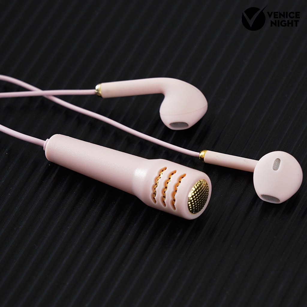 (VNEP) (Berkabel) Earbud Praktis Super Kualitas Suara 1.2m 3.5mm Mini In-ear Earphone Bergaya dengan Mikrofon untuk Karaoke