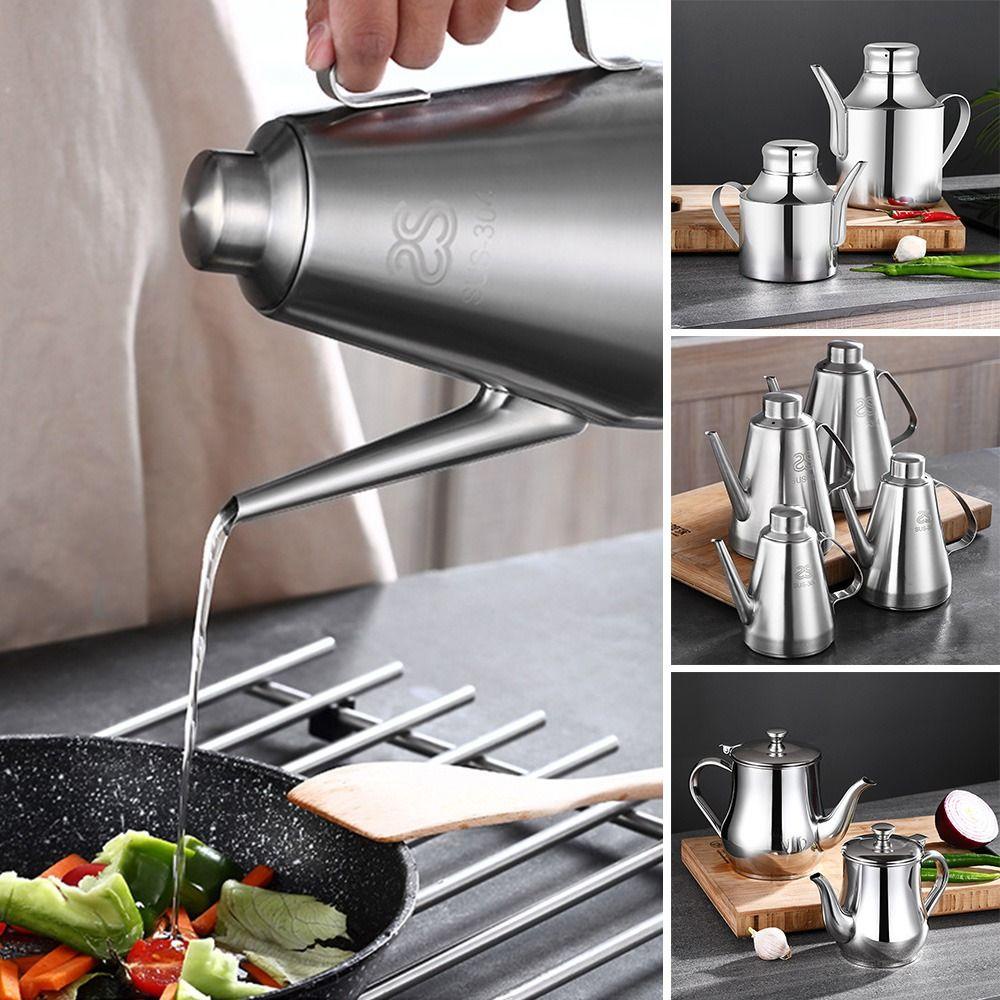 Solighter Stainless Steel Ketel Minyak Bumbu Seasoning Sealed Anti Bocor Wadah Penyimpanan Dapur Panci Olive Bisa Alat Masak Dispenser Cuka