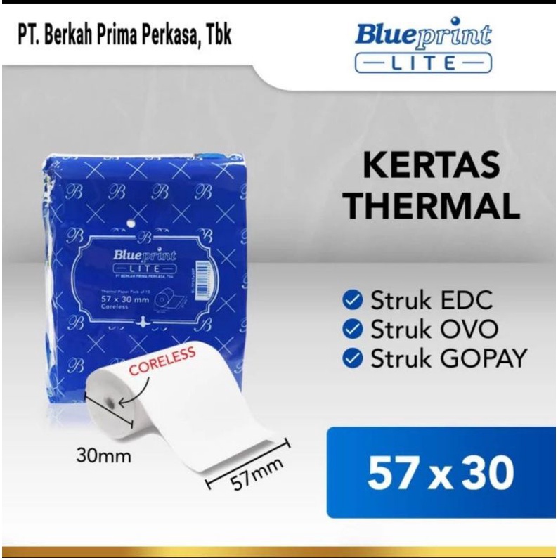 

Kertas Thermal Printer Kasir Blueprint LITE 57x30mm / Roll