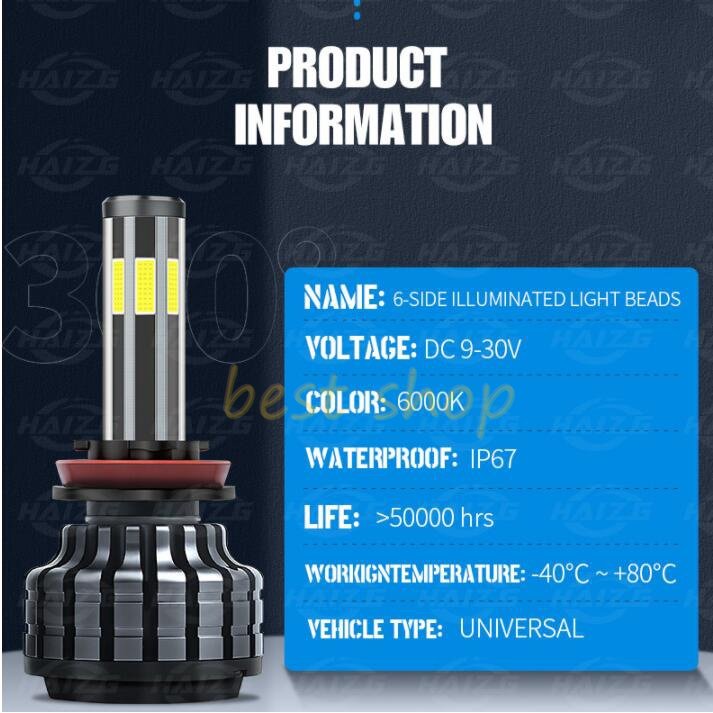 Lampu Depan LED 6 Sisi 9-30V 10000LM 360 Derajat Untuk Mobil