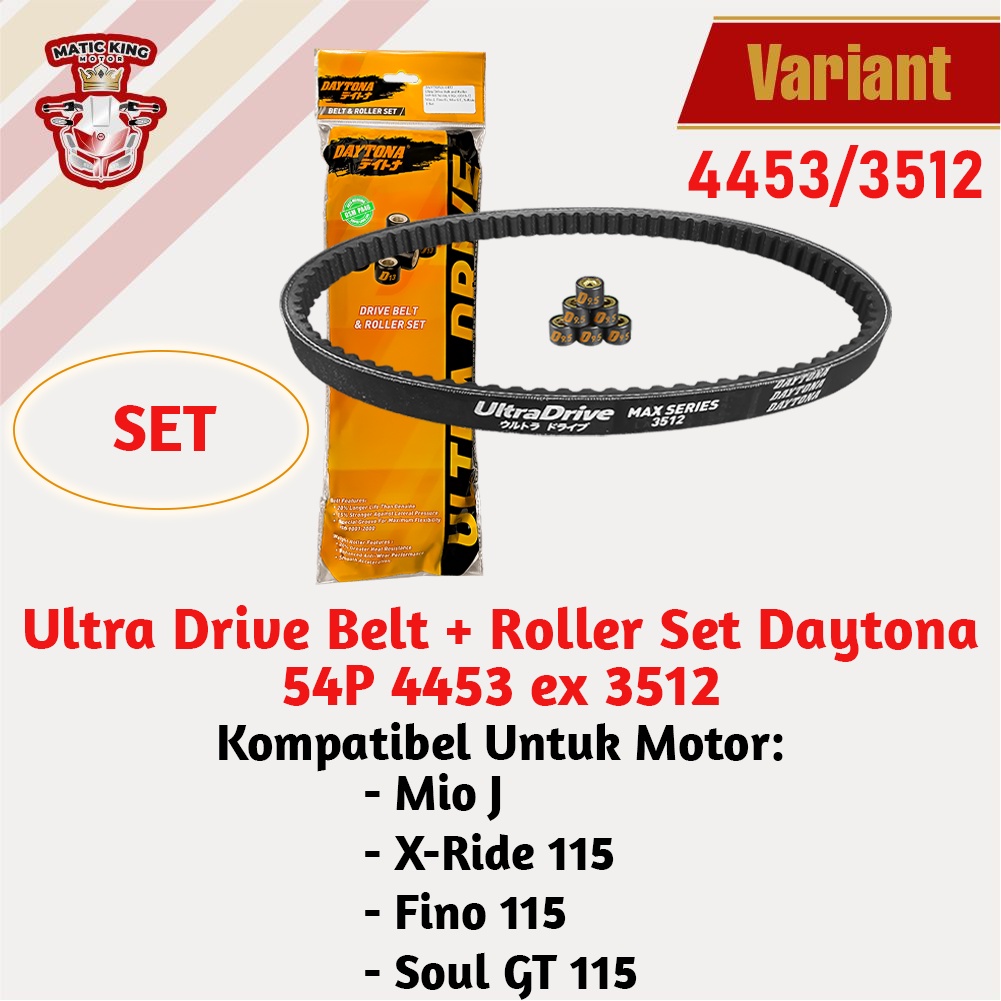 Vanbelt SET assy Mio J Soul GT Fino X-Ride Fi 115 Daytona Ultra Drive Belt+roller 4453 3512