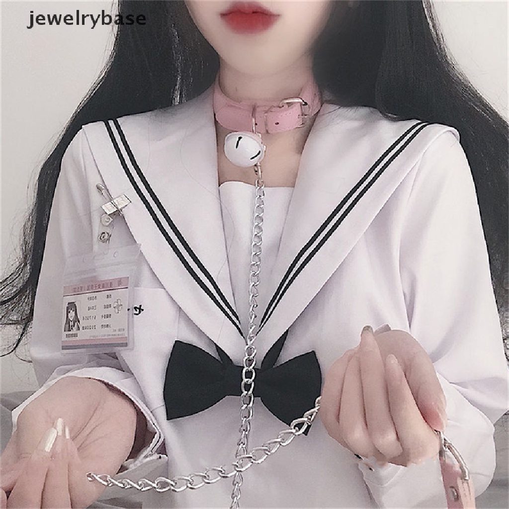 Kalung Choker Rantai Traksi Bahan Kulit PU Warna Hitam Aksen Ikatan Simpul Logam Gaya Punk Untuk Wanita