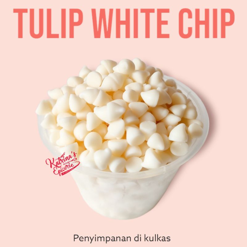 

Tulip White Chocolate Chip 1 Kg Cokelat Butir warna Putih