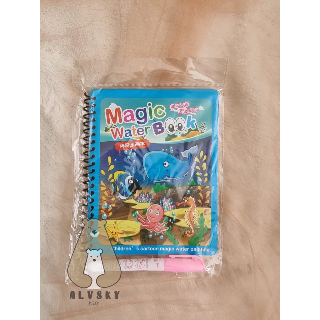 MAGIC WATER BOOK MAGIC WATER PEN BUKU GAMBAR MEWARNAI BUKU WARNA MAINAN EDUKASI ANAK