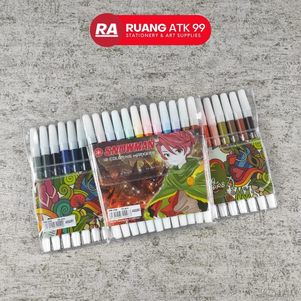 

Snowman Coloring Marker 12/24 Color Set Spidol Warna Snowman
