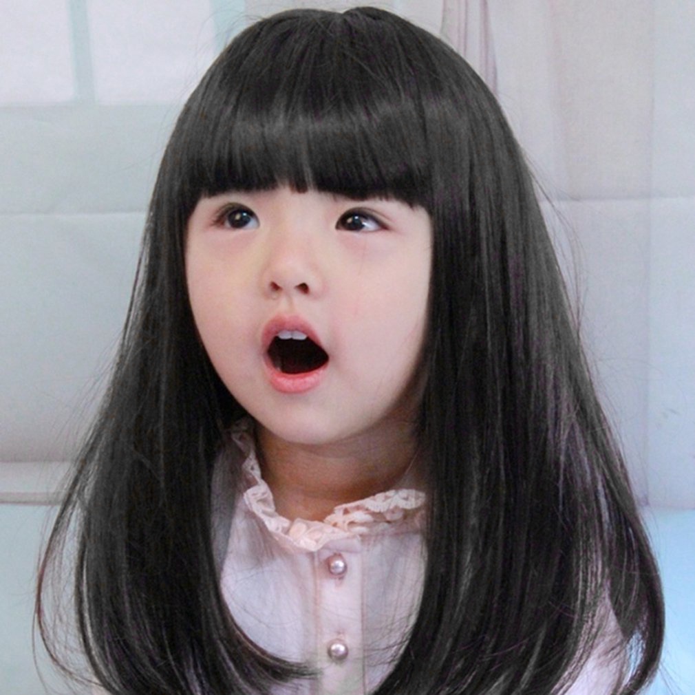 WIG RAMBUT PALSU ANAK PONI DEPAN LURUS PANJANG WARNA HITAM NO 9