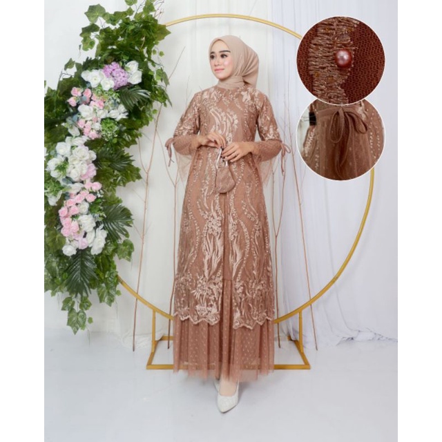 GAMIS EVIOLA TILLE MIX TUTU (  full furing ) GAMIS PESTA REMAJA - DEWASA RESLETING DEPAN / GAMIS WIS