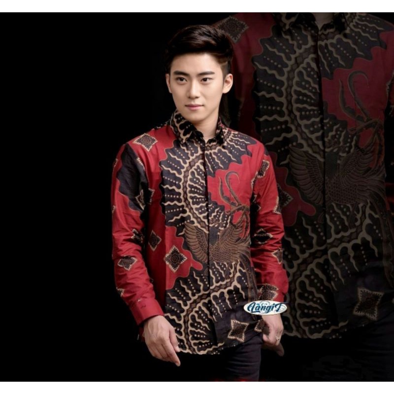 Batik Pria Lengan Panjang  HRB026 Kenongo Kemeja Batik lengan panjang Size M L XL Reguler