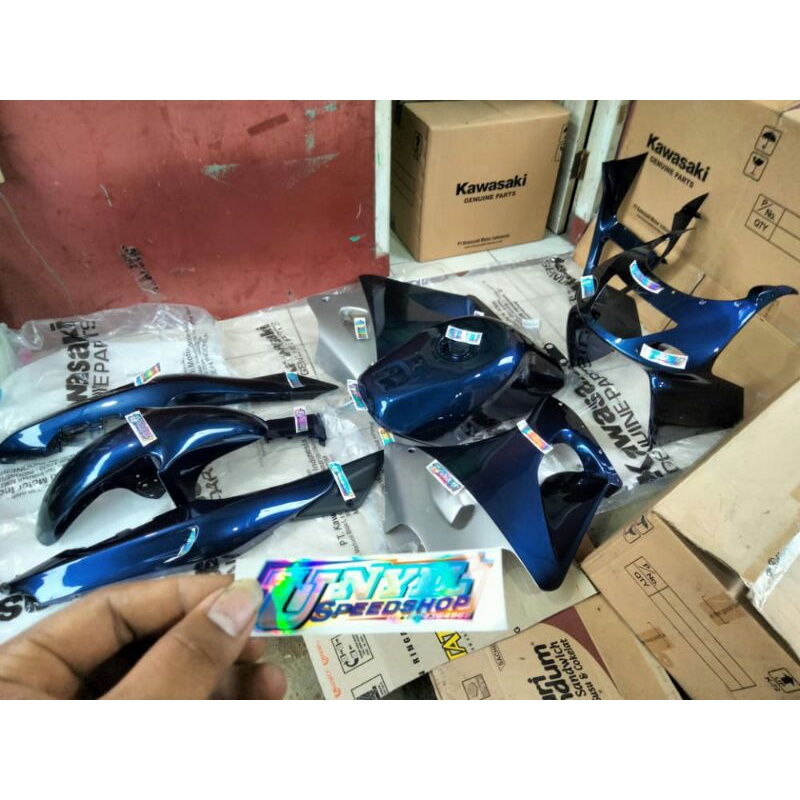 BODY FULL SET FAIRING BARONG TANGKI NINJA RR OLD ZX CBU BIRU NAVY ORIIGINAL KAWASAKI