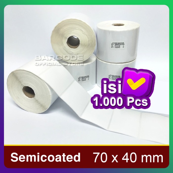

LABEL BARCODE 70 X 40 (1 LINE) KERTAS STICKER LABEL SEMICOATED 70x40 DEVINA36