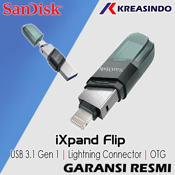 SanDisk OTG iXpand Flip 32GB 64GB 128GB 256GB Garansi Resmi