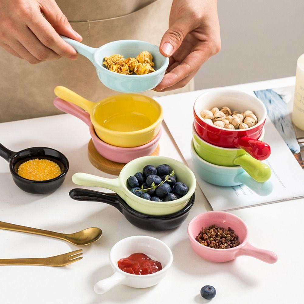 【 ELEGANT 】 Piring Kecil Universal Peralatan Makan Keramik Tomat Pesto Dengan Gagang Untuk Saus Kecap Home Supply
