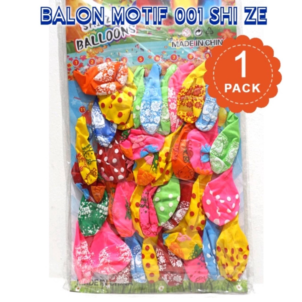 (PERLEMBAR ISI 40 BALON LATEX MOTIF) BALON ULANG TAHUN / BALON BULAT / BALON PESTA