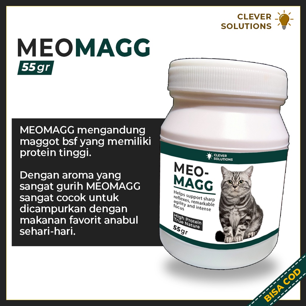 MEOMAGG - Penambah Nafsu Makan Imun Kucing Anabul Maggot MEOMAGG Vitamin Pelebat Bulu Kucing Protein Tinggi