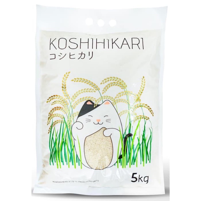 

Koshihikari Beras Jepang 5KG Beras pulen - Japonica Rice Koshihikari nasi hokben - Nasi Jepang