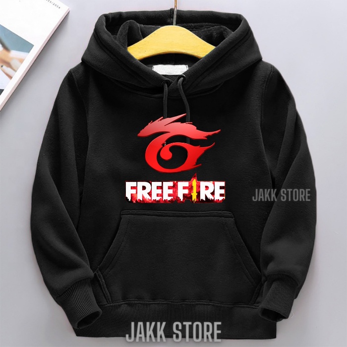 Hoodie Anak Laki Laki Keren/Hodie FF Free Fire Anak Anak Usia 2- 13 Tahun Terbaru/Sweater Switer Anak Cowok Hitam