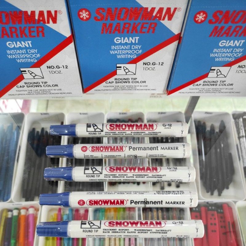 

Spidol SNOWMAN PERMANENT warna BIRU isi 12pcs