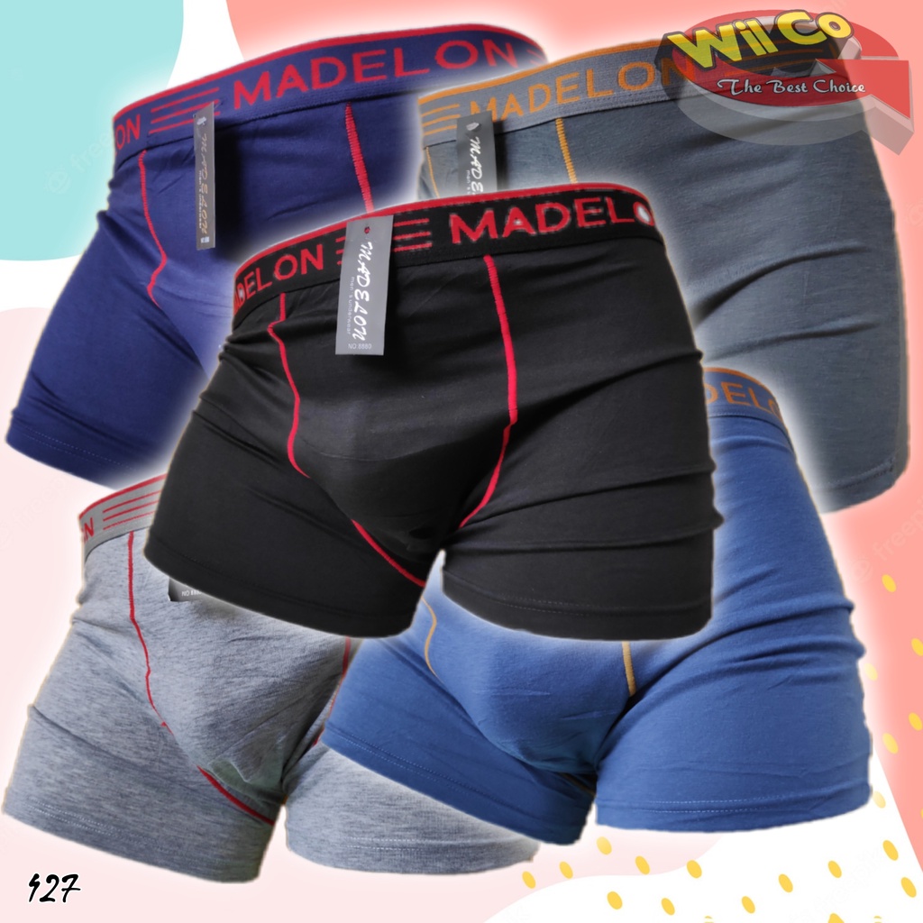 K427T - (HARGA PER 3 Pcs) CELANA DALAM BOXER PRIA MADELON SIZE M - XL