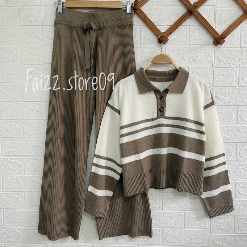 ONESET SWEATER RAJUT PEPONI SETELAN CELANA KULOT