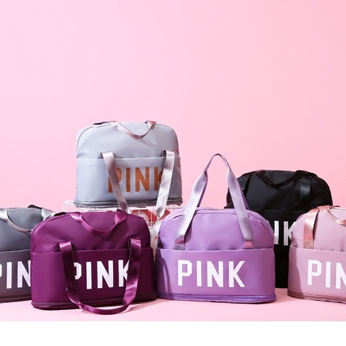Bisa COD/TAS TRAVEL BAG PINK FASHION/Tas Wanita Traveling Olahraga Gym Piknik Outdoor Waterproof/TRA