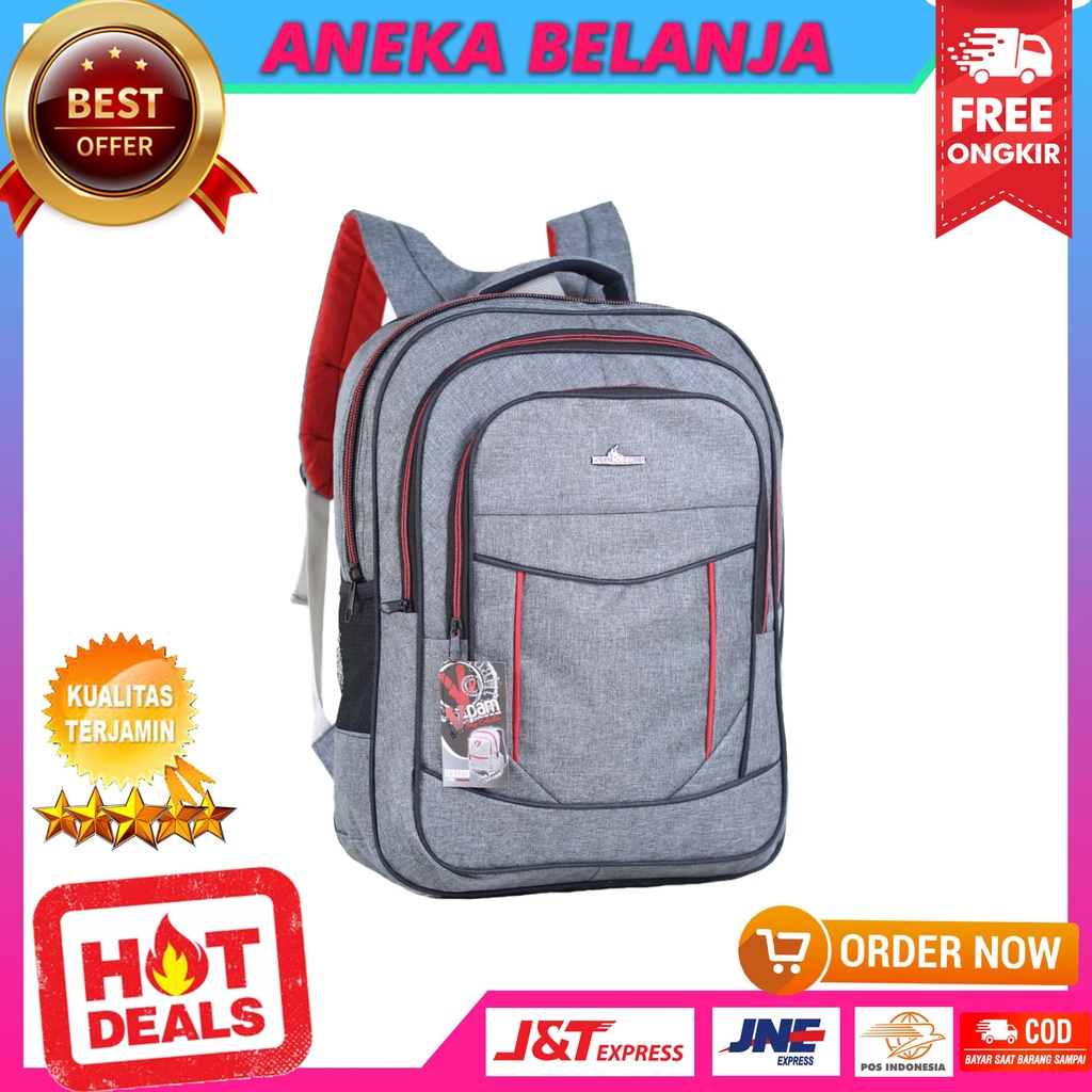 Tas Ransel Pria Wanita Model Polo Ardo Warna Abu Cocok Untuk Sekolah Kuliah Kerja Hangout Backpack Keren Murah Free Raincover