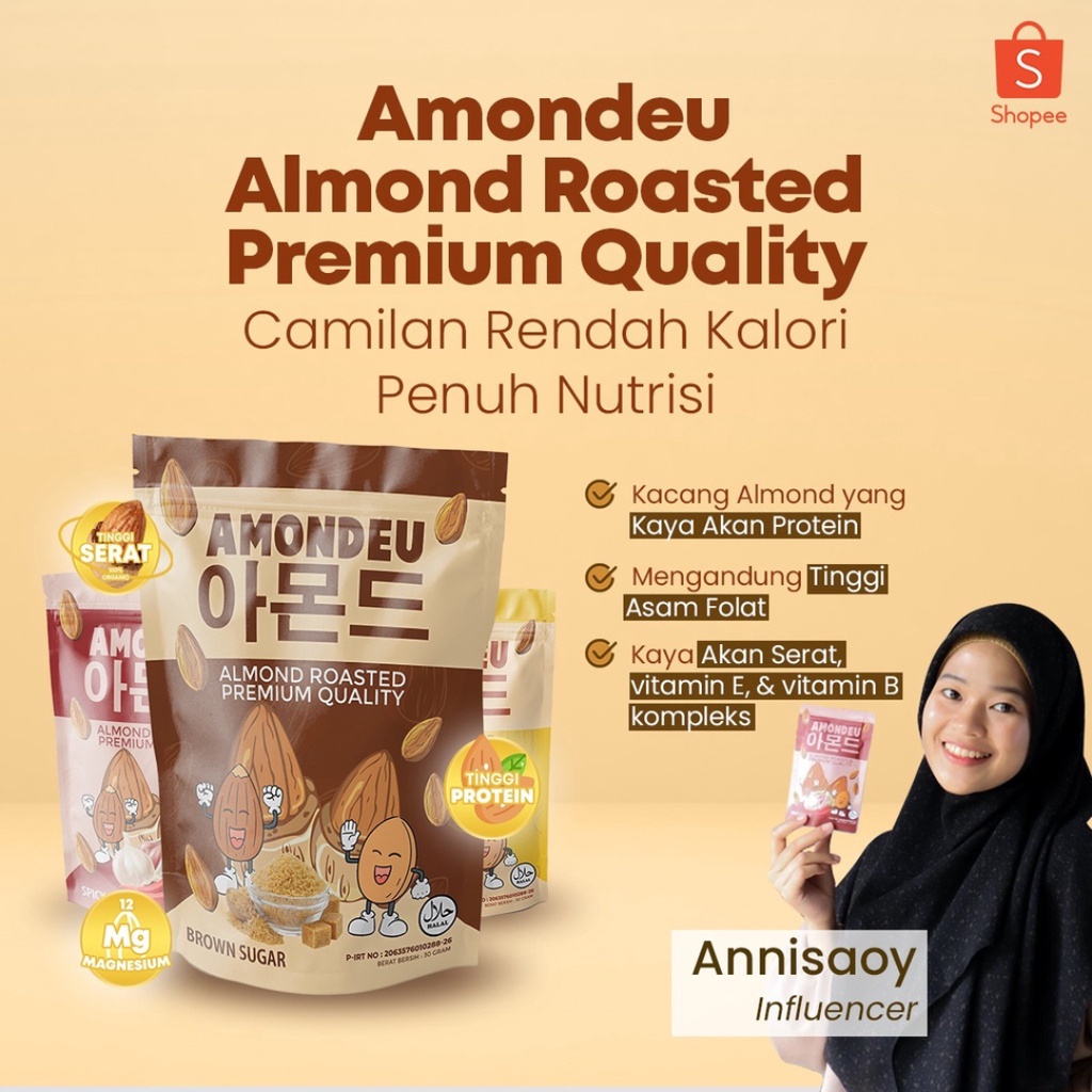 AMONDEU KOREAN ROASTED | Kacang Almond Panggang Kaya Vitamin |
