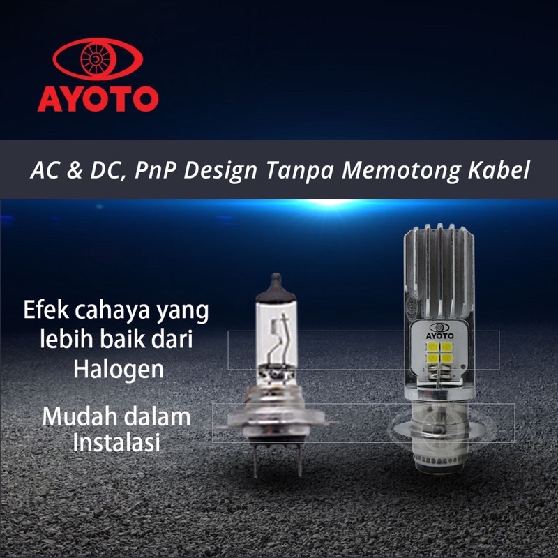 PROMO Lampu Depan Led AYOTO 2sisi M2B Cree AC DC Putih 8/8 watt H6 TYTO