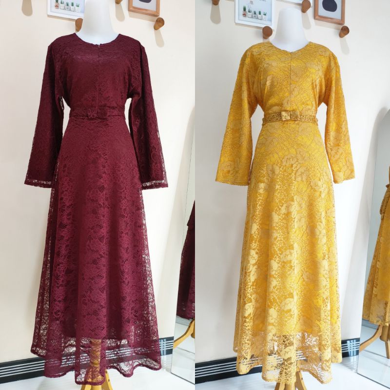 Gamis Brokat Polos Simple Busui | Kondangan | Wisuda | Lamaran | Prewedding