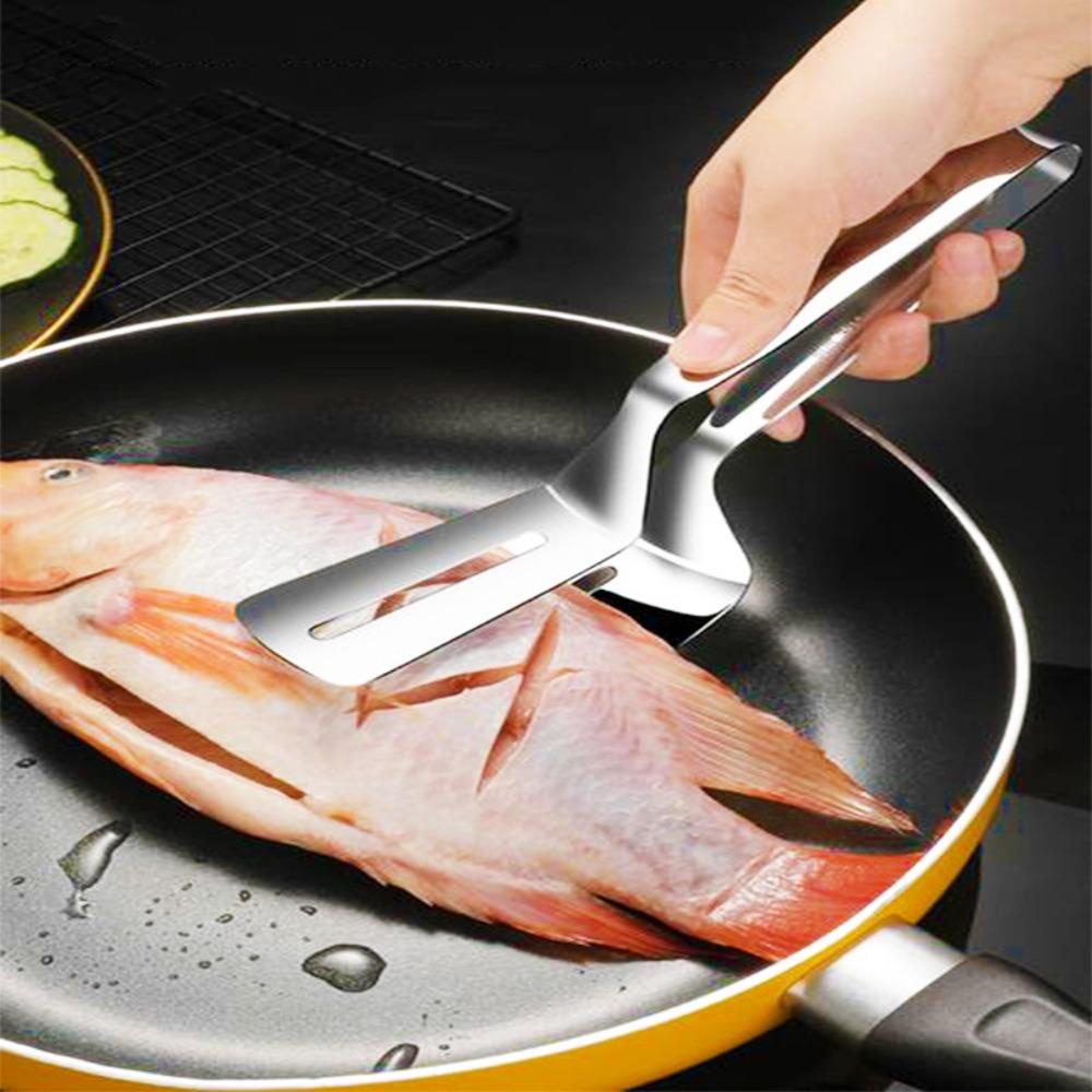 Solighter Sekop Steak Capit Masak Daging Spatula Penggorengan Ikan Stainless Steel