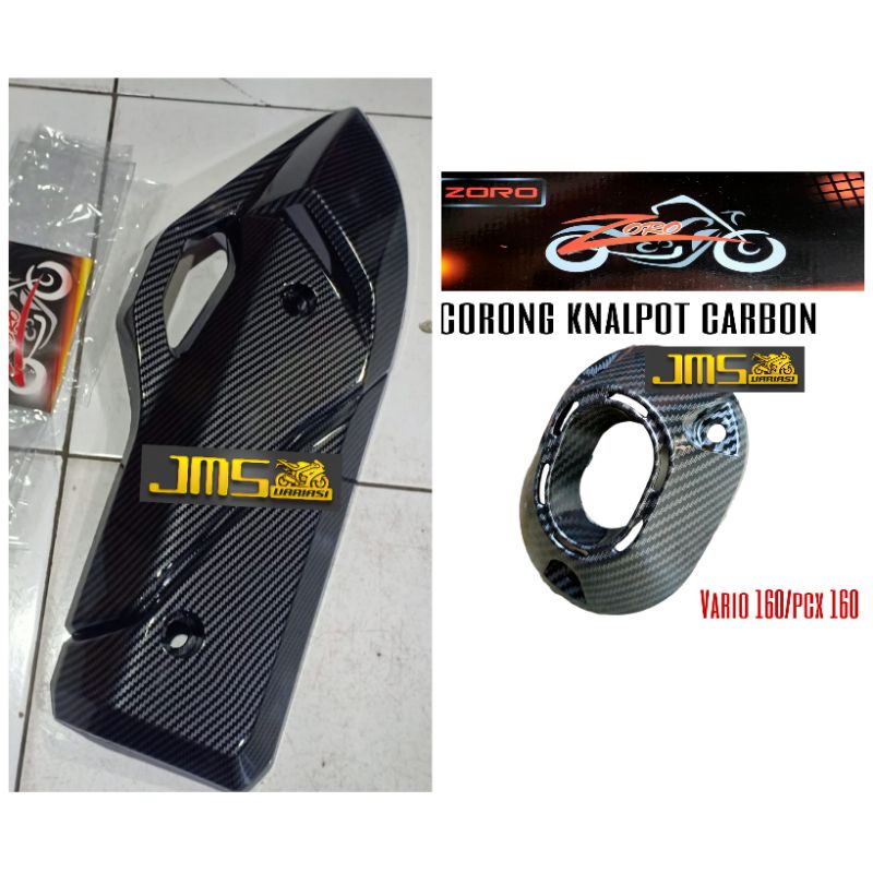 cover tutup knalpot carbon dan corong knalpot carbon set paket vario160 zoro