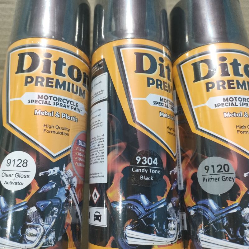 Pilok Cat Diton Premium Paket Lengkap 3 Pcs Candy Black Candi Tone Hitam 9304 Primer Grey Epoxy 9120 Clear Gloss 9128 400cc Pilok Paketan Cat Semprot Special Spray Paint