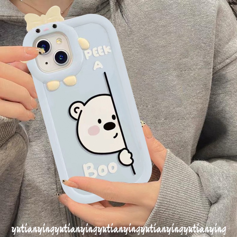 Soft Case Tpu Motif Kartun Beruang Anjing 3D Untuk iPhone 11 13 12 14 Pro Max 7 Plus X XR XS Max 8 7 6s 6 14 Plus SE 2020