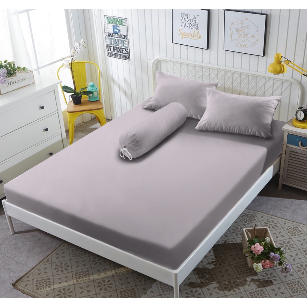 Kintakun Sprei Flat 160/180/200 Lilac Gray Warna Polos Dluxe Microtex 30 cm