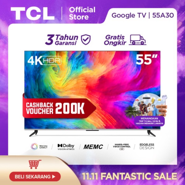 TCL 55 inch Smart TV-4K UHD-Dolby-Atmos-HFVC 2.0 -MEMC- 55A30 Promo
