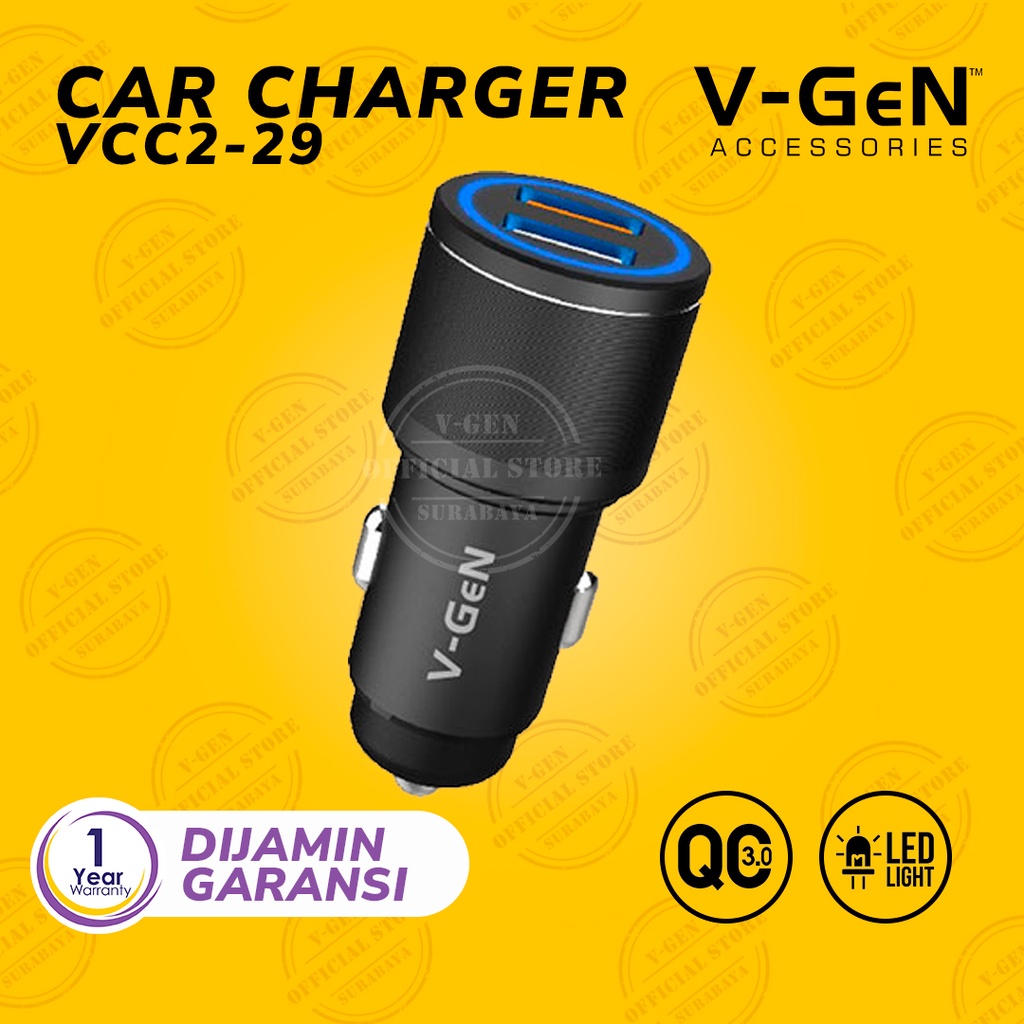 Car Charger V-GeN VCC2-29 USB Fast Charging QC3.0 2.4A V-GeN