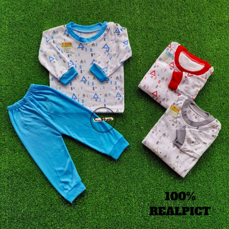 setelan piyama baju tidur panjang bayi 3-12 bulan bahan adem