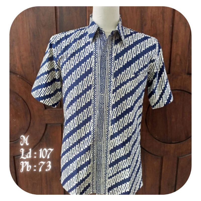 BATIK TRUSMI Kemeja batik pria hem batik cap