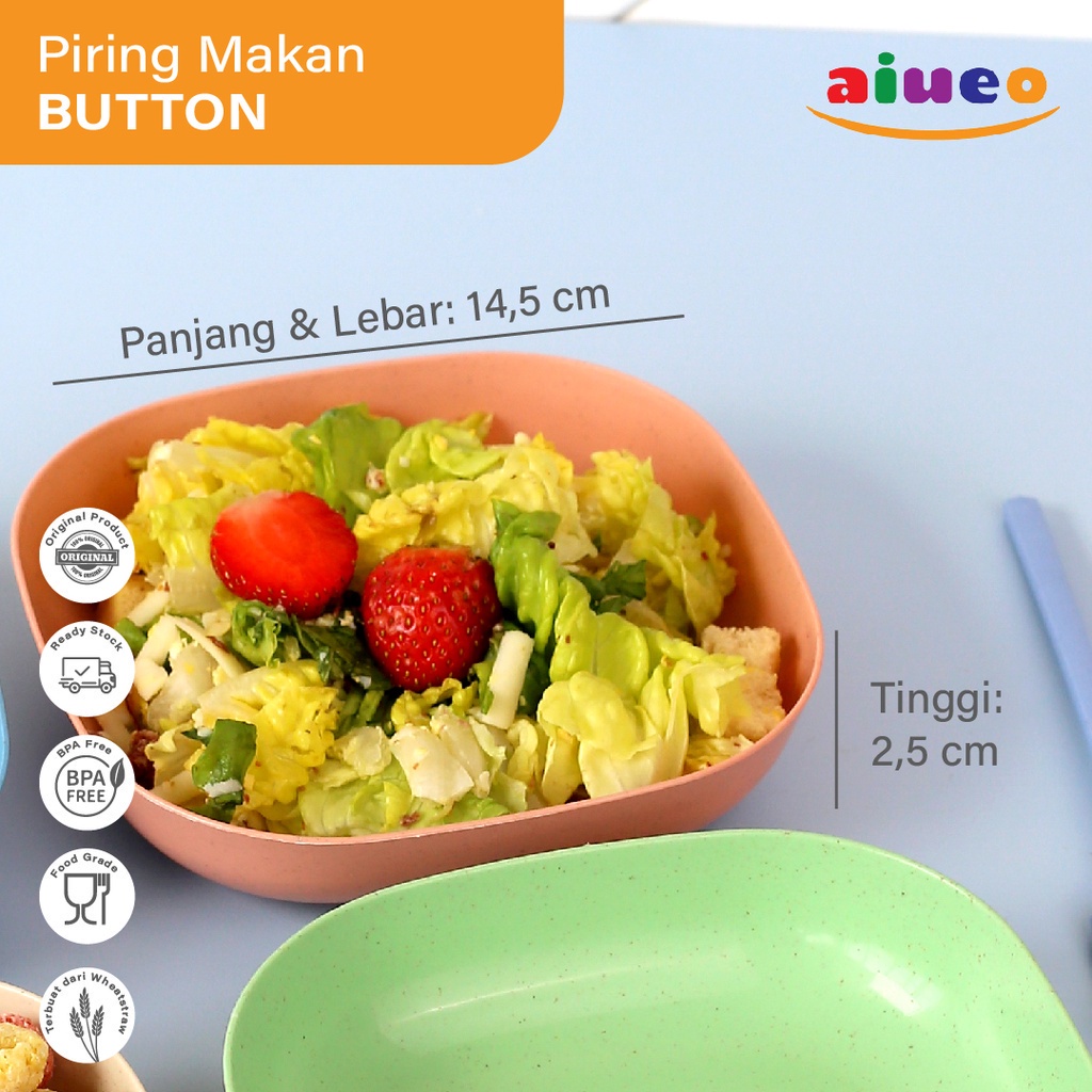 AIUEO 14cm Piring Makan Saji Kotak Persegi Tinggi Sup Soup Sayur Kuah WheatStraw Jerami Gandum Aesthetic Estetik Plastik