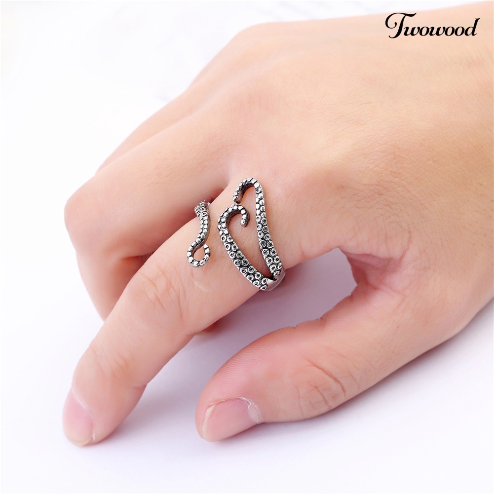 Cincin Model Open Ended Adjustable Bentuk Gurita Gaya Vintage Untuk Unisex